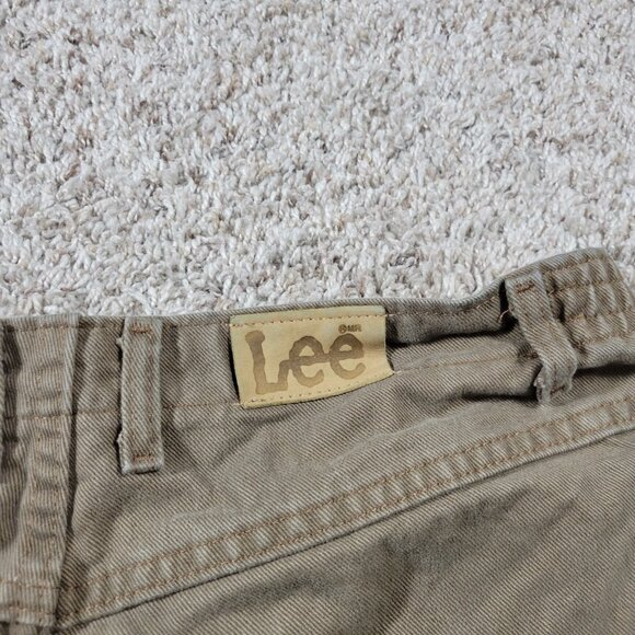 Vintage Lee Denim Shorts Jorts Womens 18W Brown Stretch Waist Zip Fly Fade - Picture 7 of 8